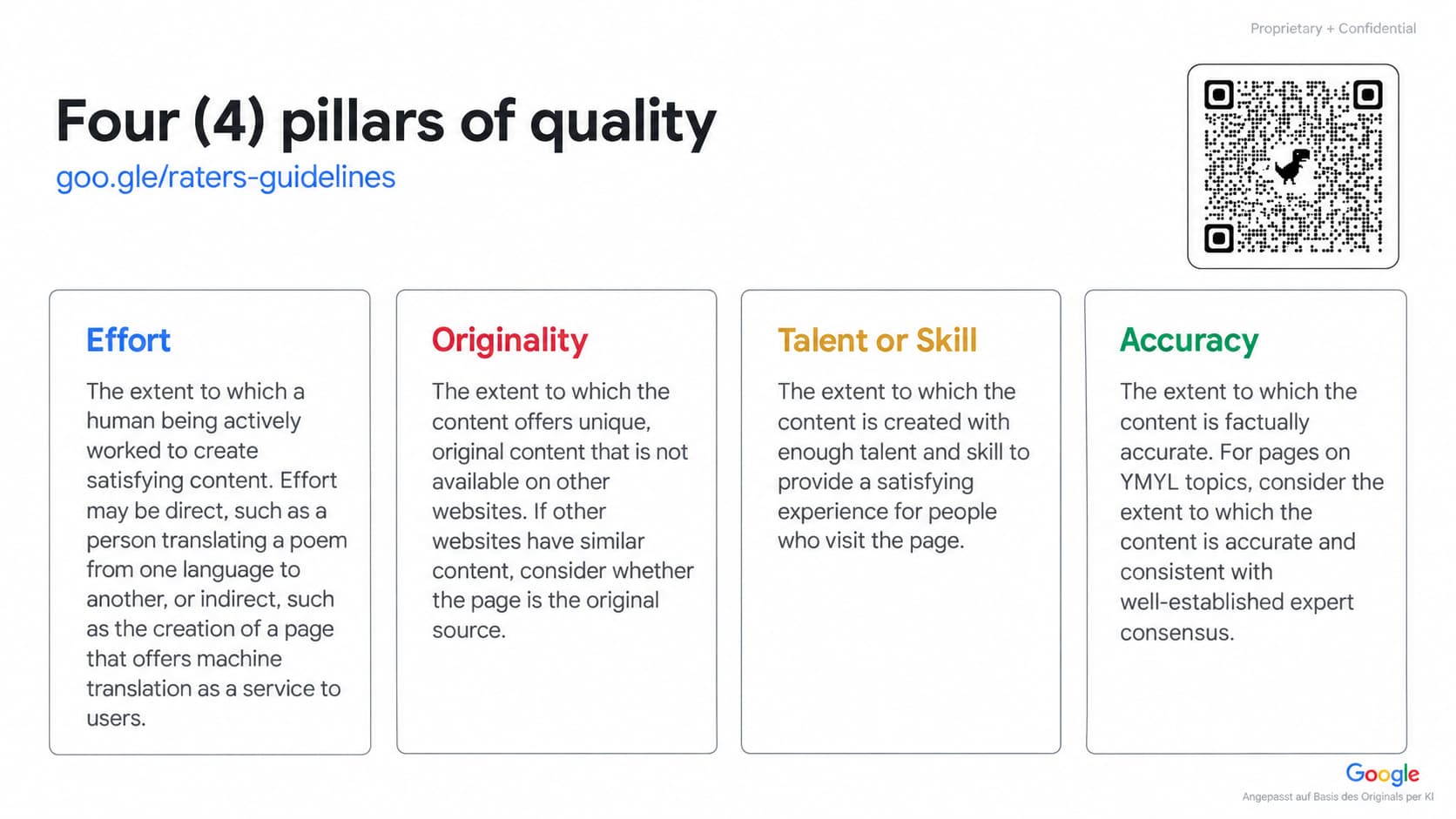 Google: Four Pillars of Content Quality