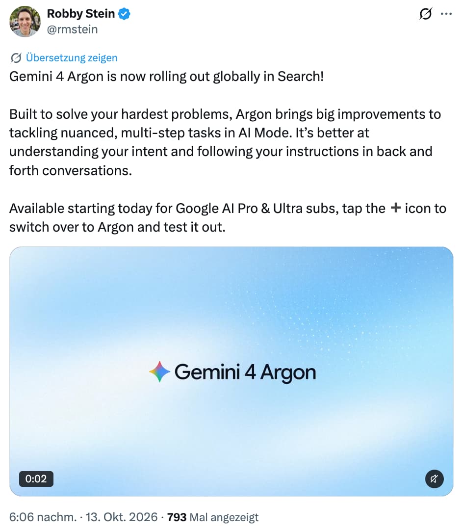 Google Suche jetzt mit Gemini 4 Argon