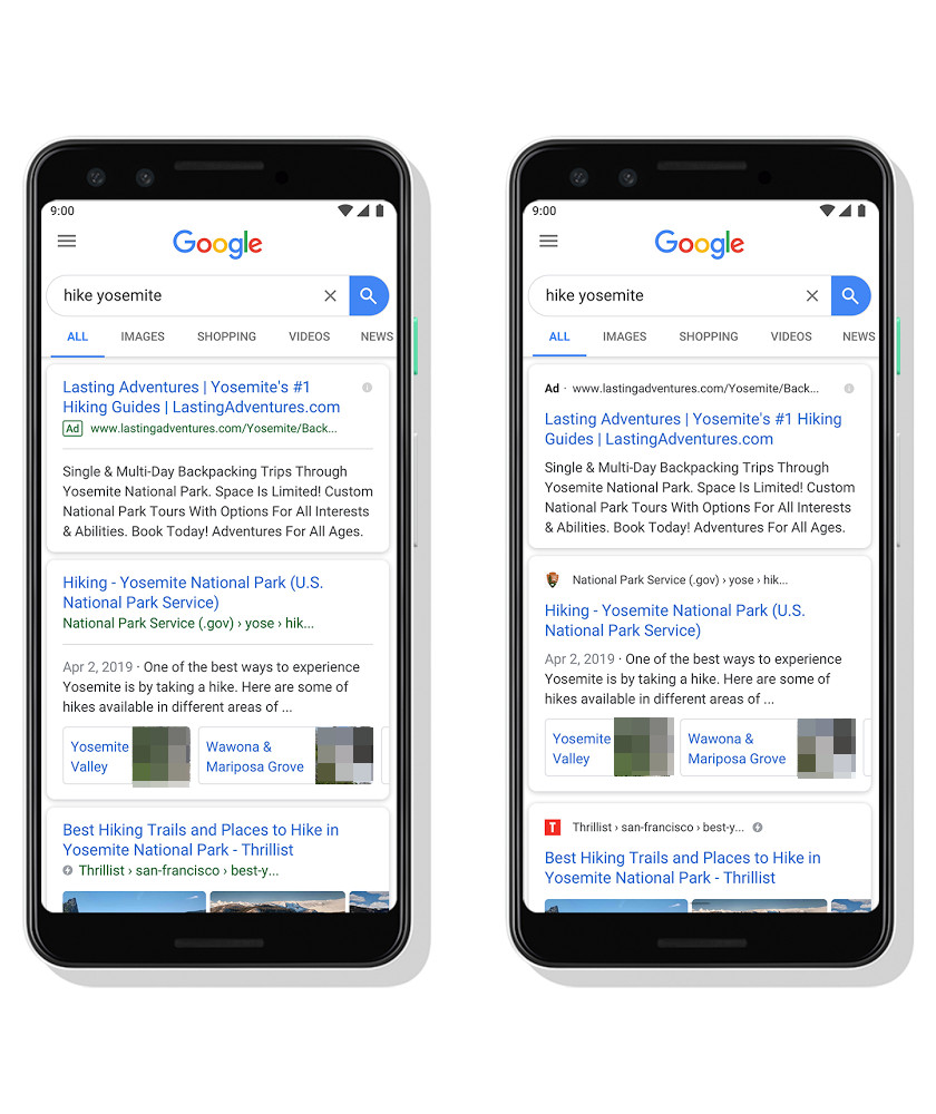 Google: neues Design der mobilen Suchergebnisse