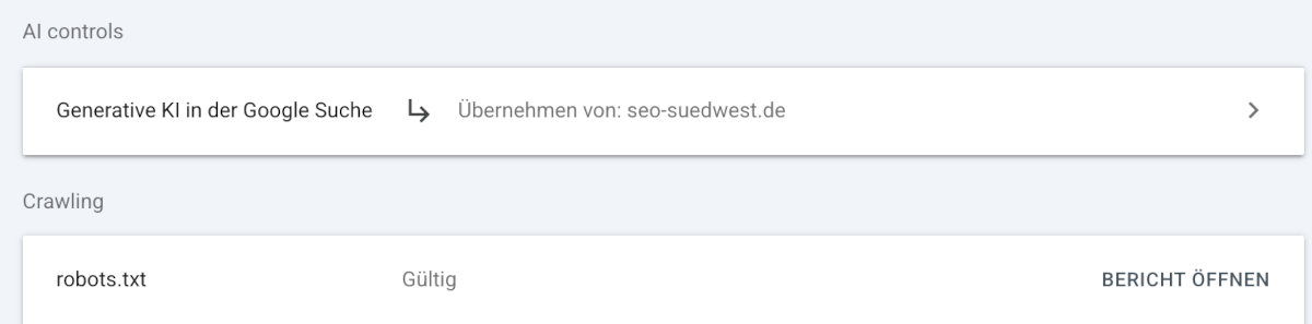 AI Controls in der Google Search Console