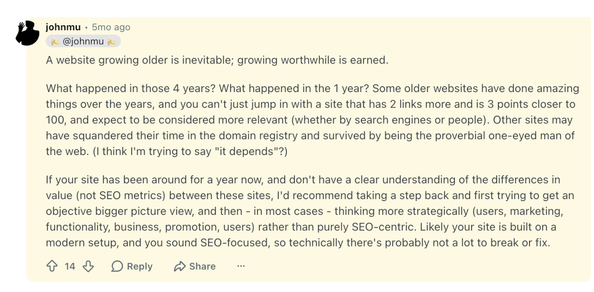 John Müller: alte vs. neue Websites