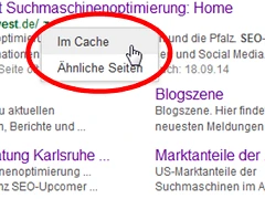 Google: Menü zum Abruf von Suchergebnissen aus dem Cache
