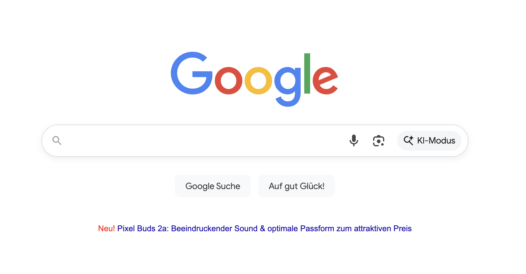 Google KI-Modus Startseite