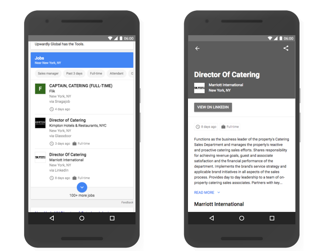 Google: Job Listing und Job Details