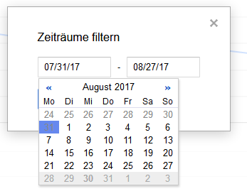 Datumsauswahl in der Google Search Console