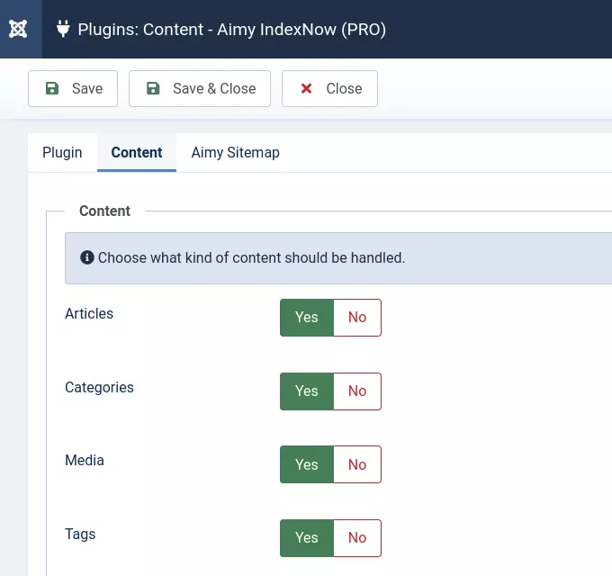 Aimy IndexNow: Auswahl einzureichender Inhalte (Pro-Version)