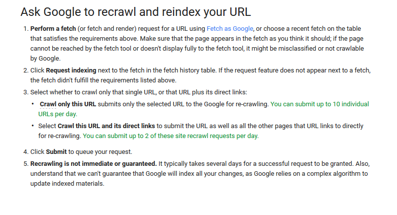 Ask Google to recrawl and reindex your URL