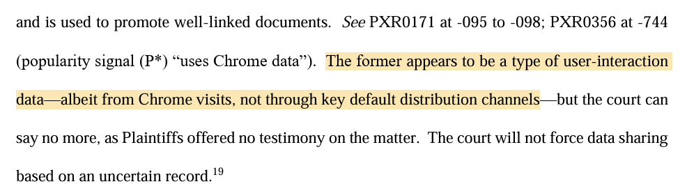 Two exhibits suggest that popularity is based on chrome visits and anchors