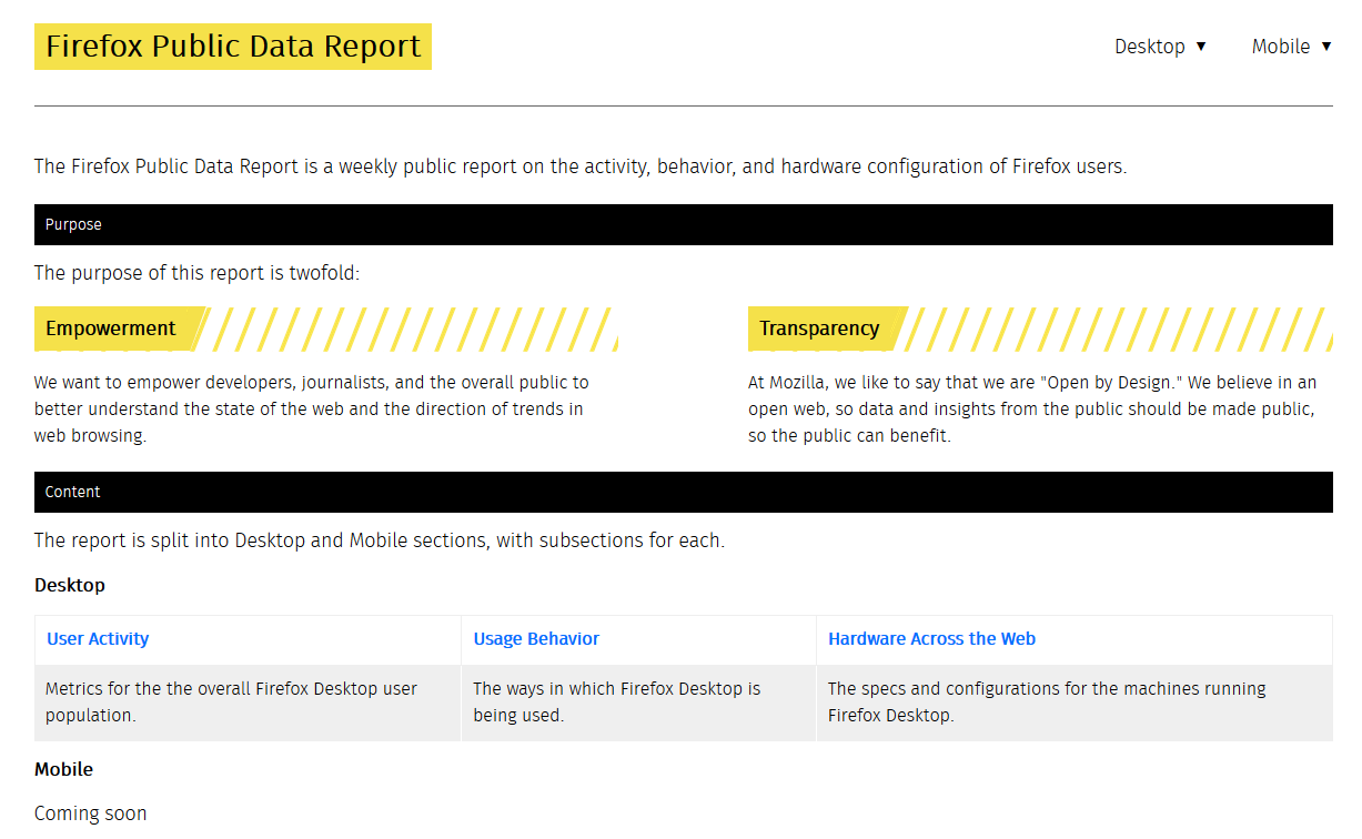 Firefox Public Data Report