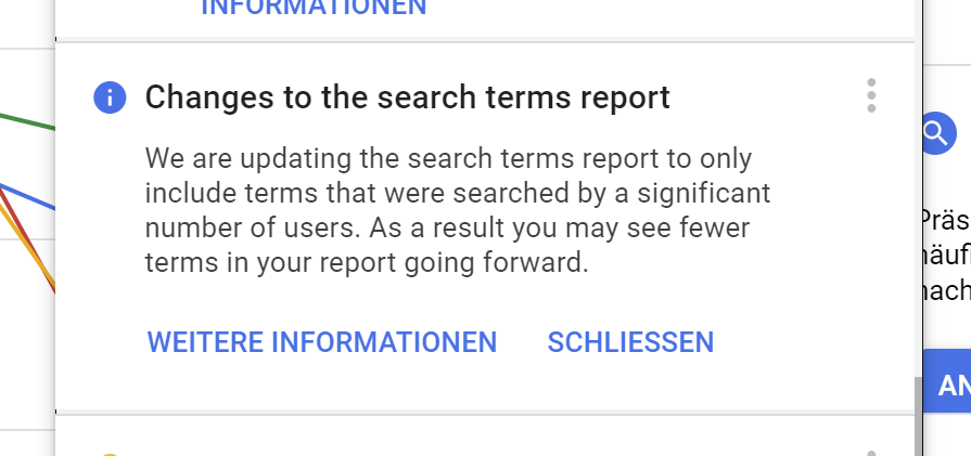 Google Ads Search Term Report eingeschränkt