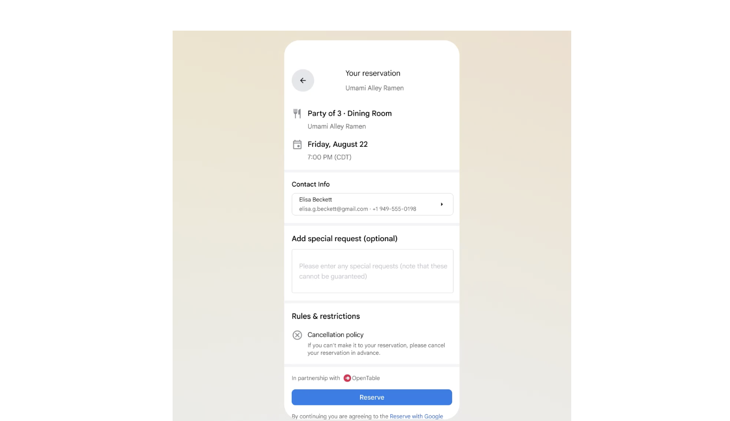 Google AI Mode Restaurantsuche