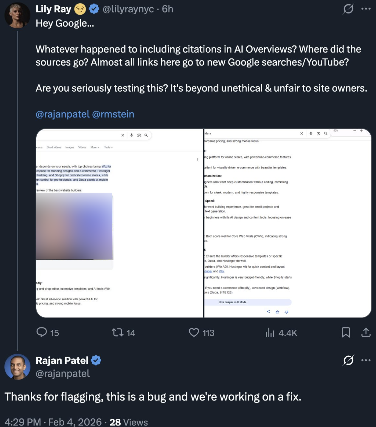 Google AI Overviews: fehlende Links aufgrund eines Bugs