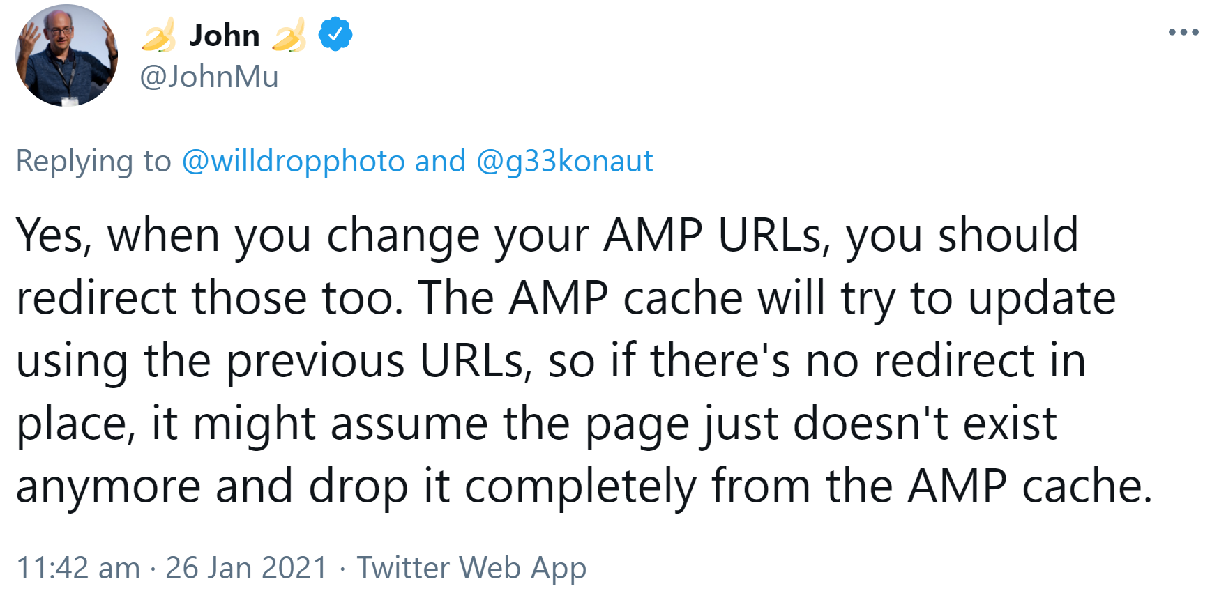 Google: Auch AMP-URLs sollten bei Änderungen weitergeleitet werden