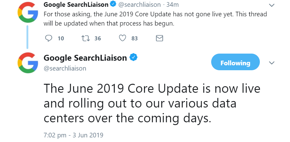 Google bestätigt Livegang des Core-Updates vom Juni