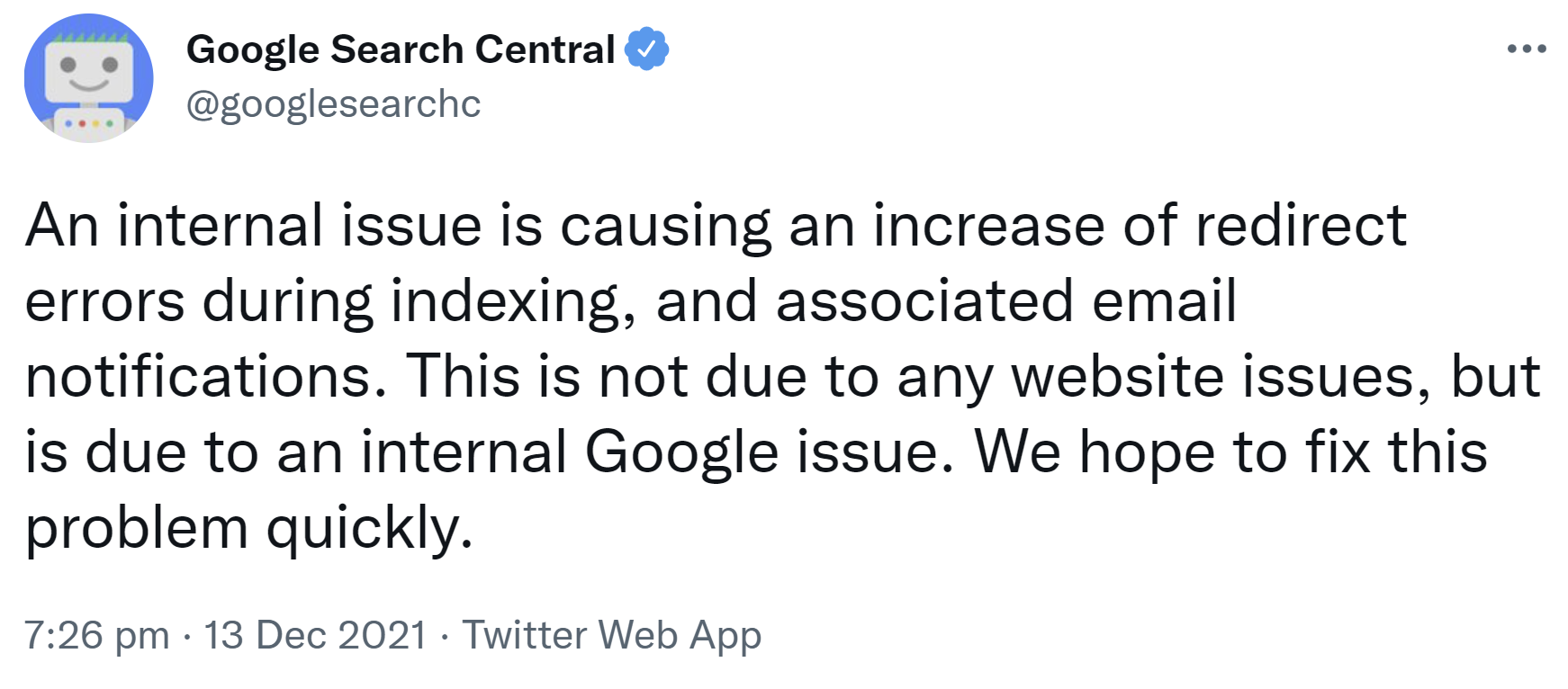 Google bestätigt, dass ein internes Problem die Ursache der gemeldeten Umleitungsfehler ist