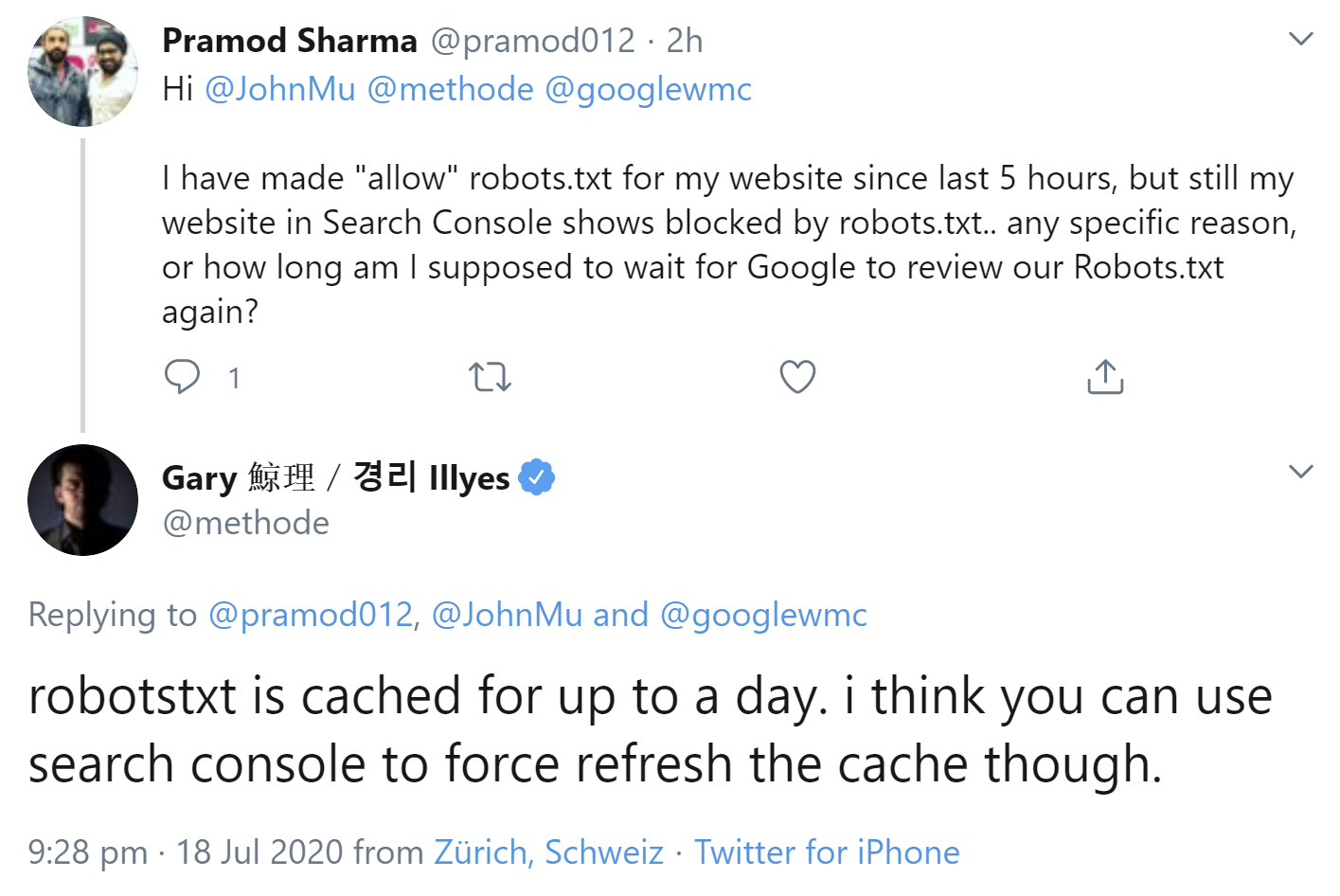 Google hält robots.txt bis zu einem Tag im Cache