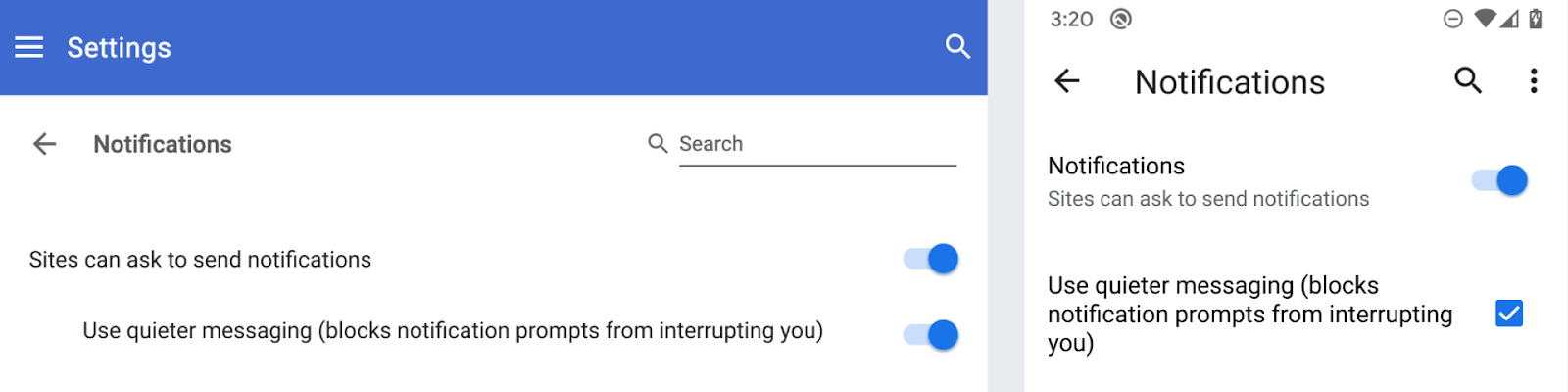 Google Chrome: Einstellungen zur Quiet UI