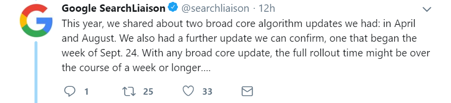 Google: Core-Update auch am 24. September?