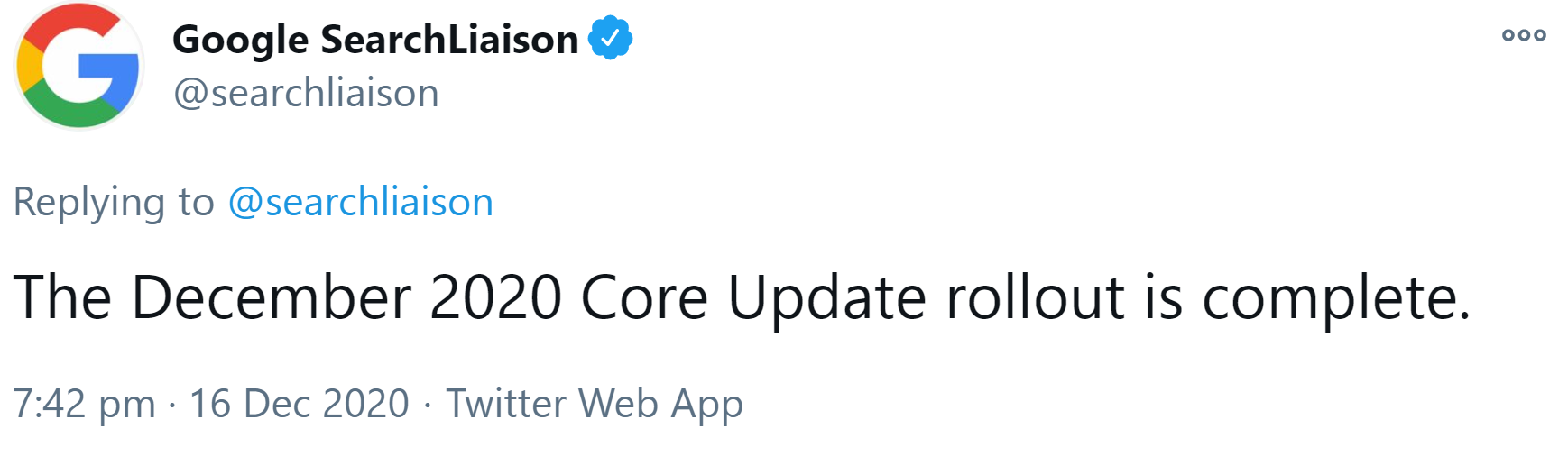 Google Core-Update vom Dezember ist fertig ausgerollt