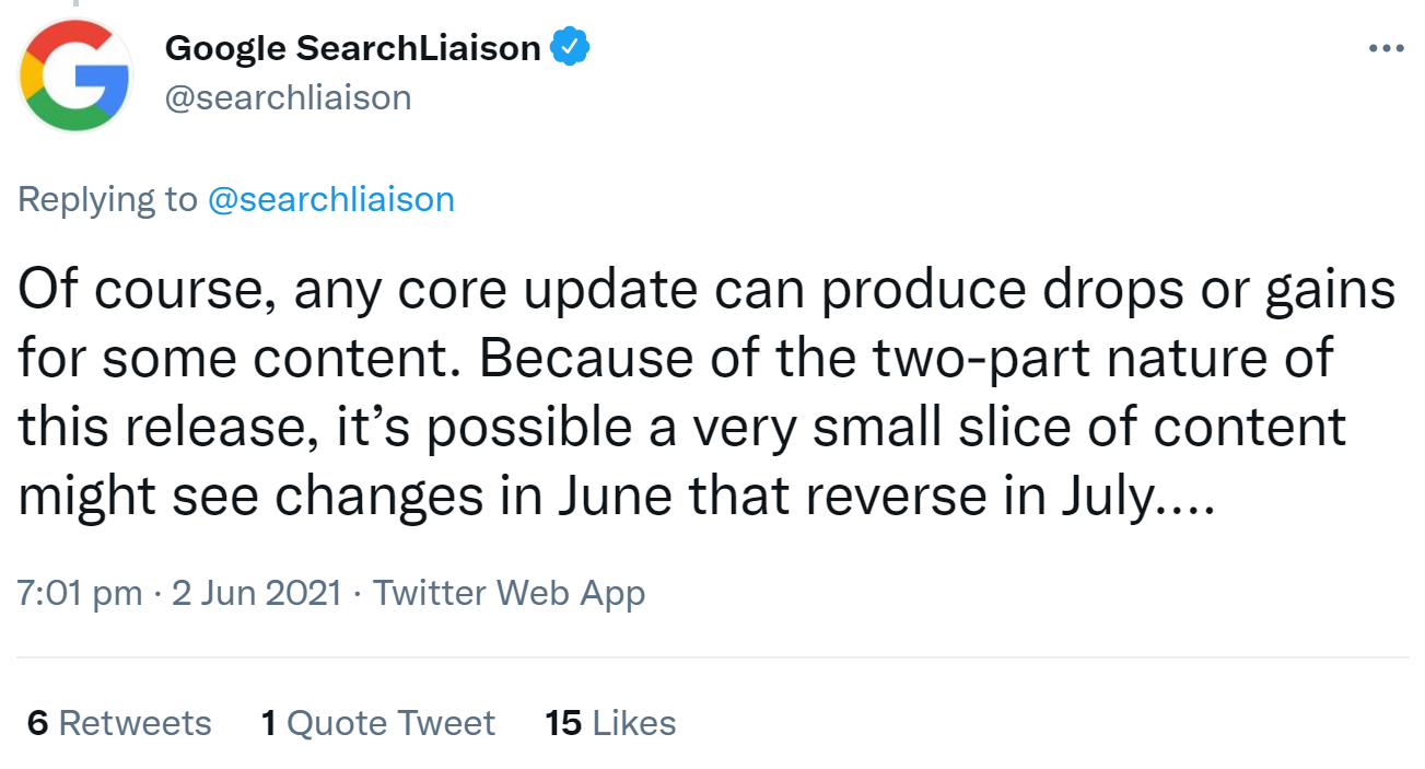 Google: Core Update vom Juli kann Core Update vom Juni teilweise neutralisieren