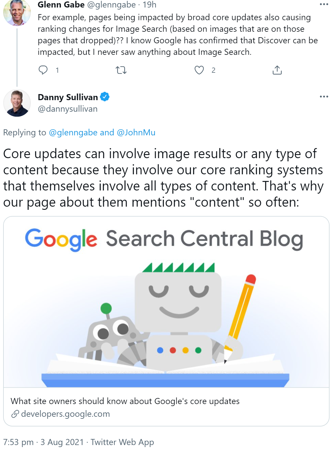 Google: Core Updates können auch die Bildersuche und weitere Ergebnisarten betreffen