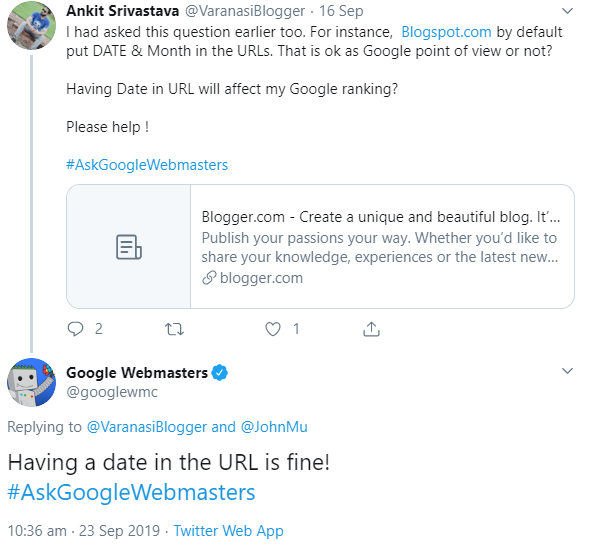 Google: Die Verwendung des Datums in URLs ist ok