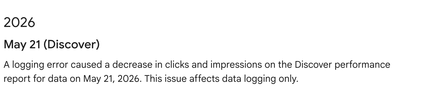 Google Search Console: Logging-Problem in Discover für den 21. Mai 2026