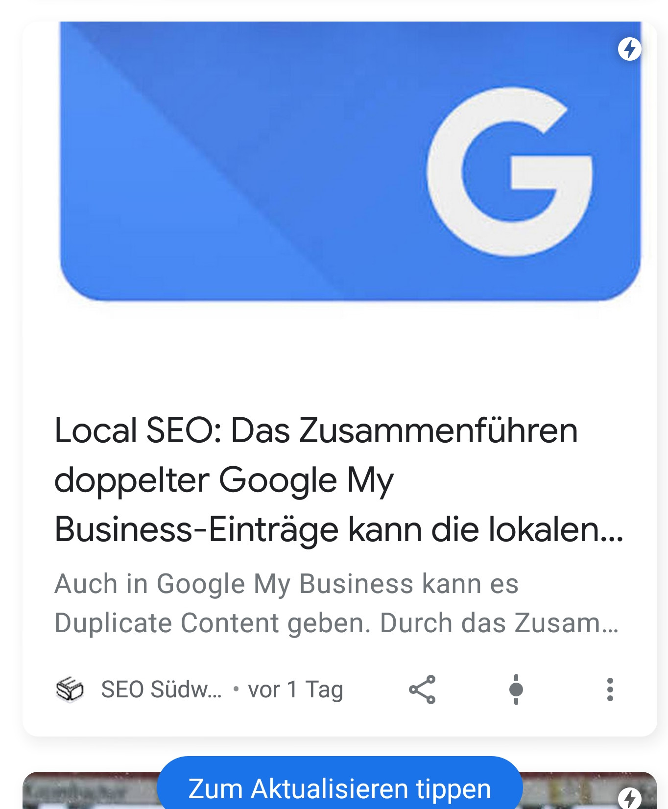 Google Discover noch ohne Like