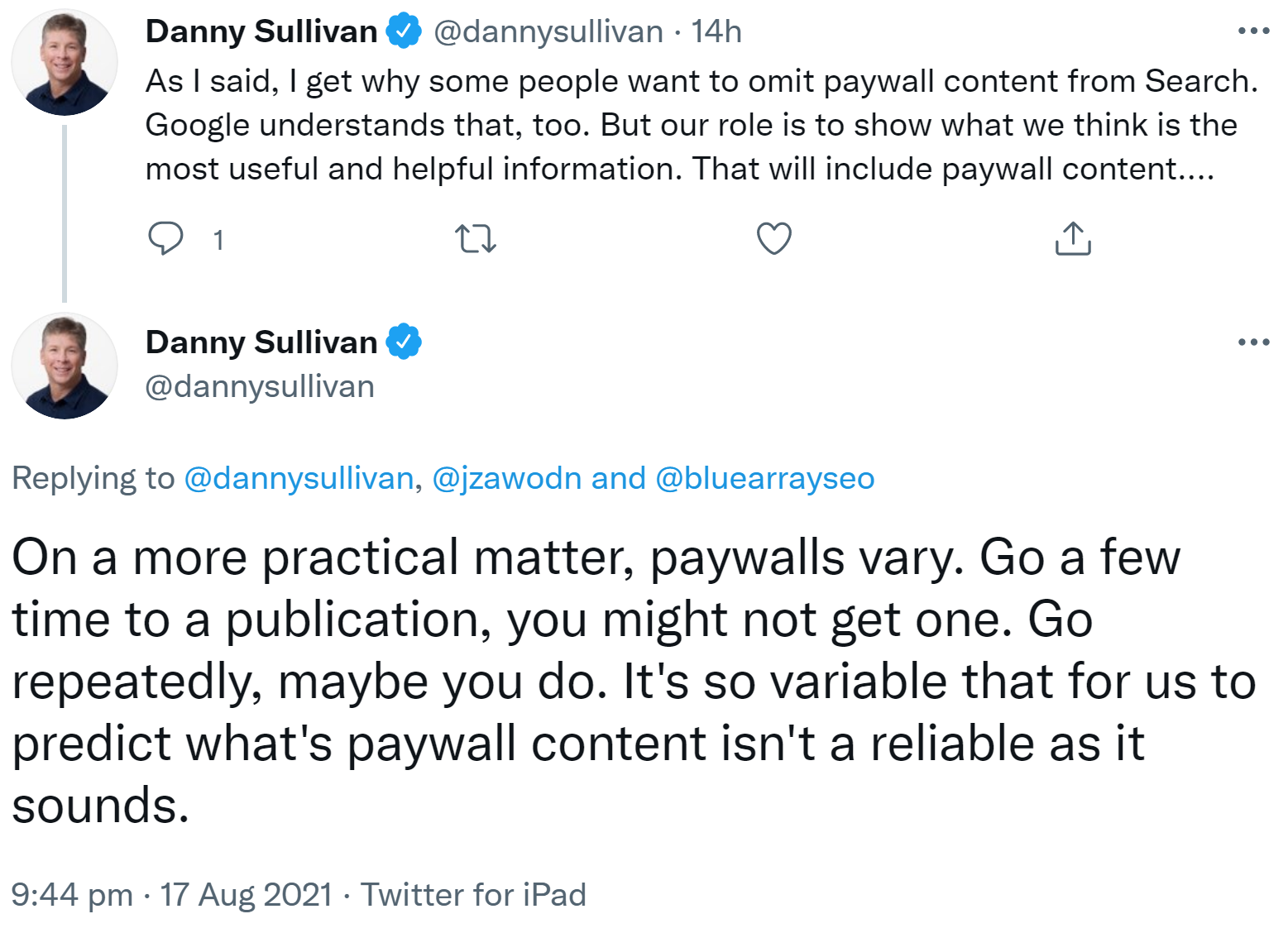 Danny Sullivan von Google erklärt, warum Paywall-Inhalte in Google News erscheinen