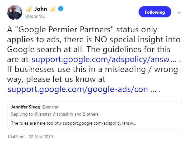 Google: Es gibt keine Premium-Partner für SEO