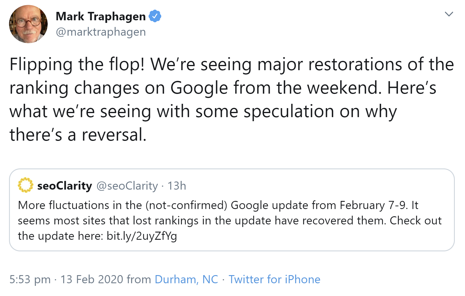 Google Februar-Update: Änderungen wieder rückgängig?