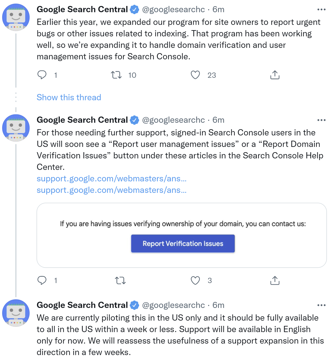 Google führt Funktion zum Melden von Problemen mit der Website-Verifizierung und mit der Nutzerverwaltung in der Search Console ein