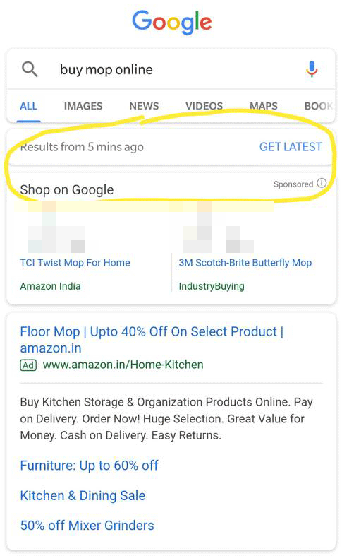 Google: 'Get Latest'-Button
