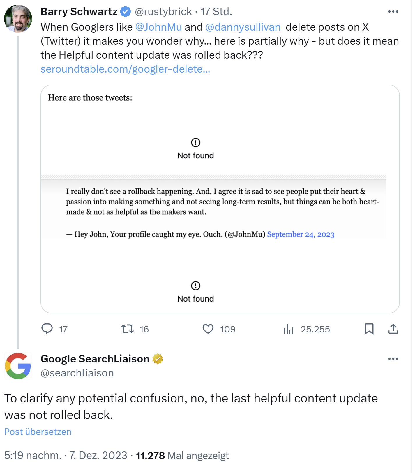 Google: Helpful Content Update wurde nicht zurückgerollt