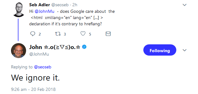 Google ignoriert 'lang'-Attribut