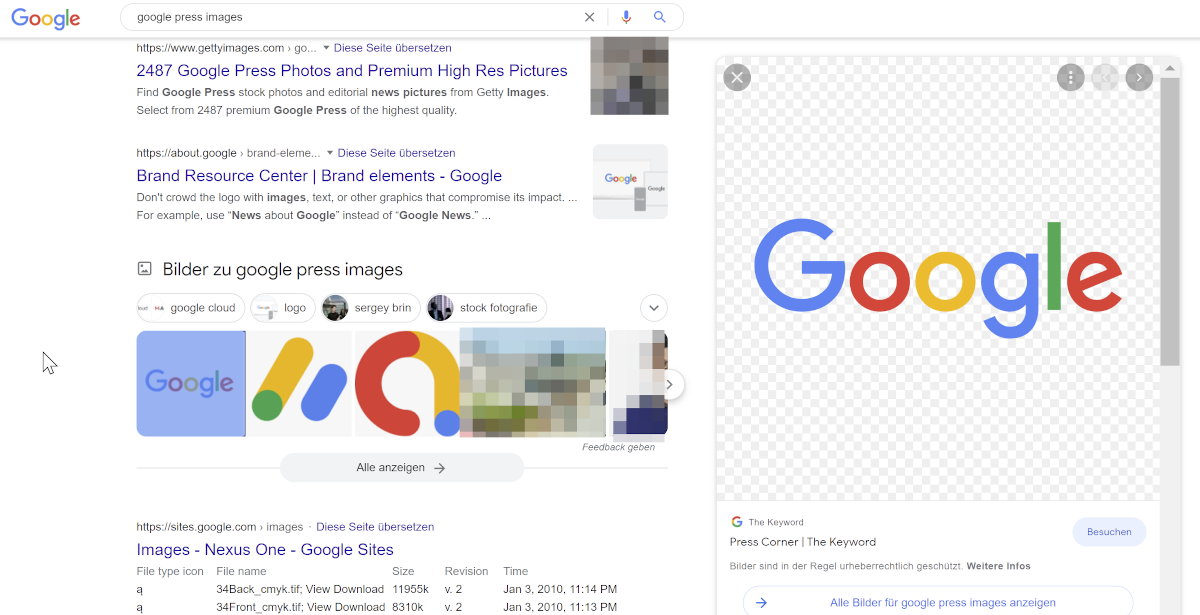Google: neue Image Preview auf der Suchergebnisseite