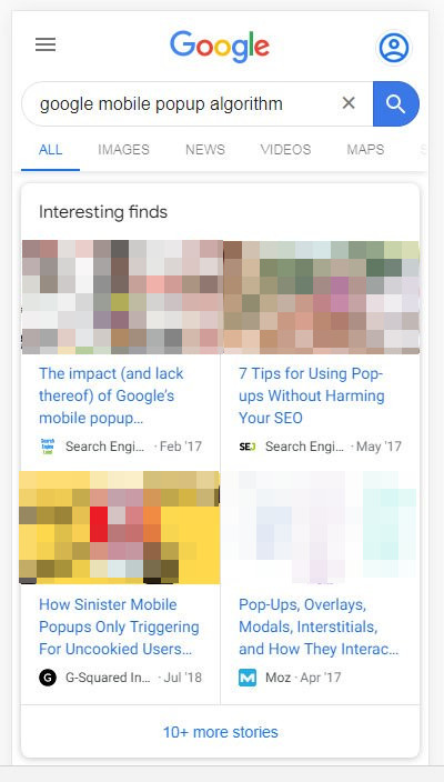 Google: Interesting finds auf mobiler Suchergebnisseite