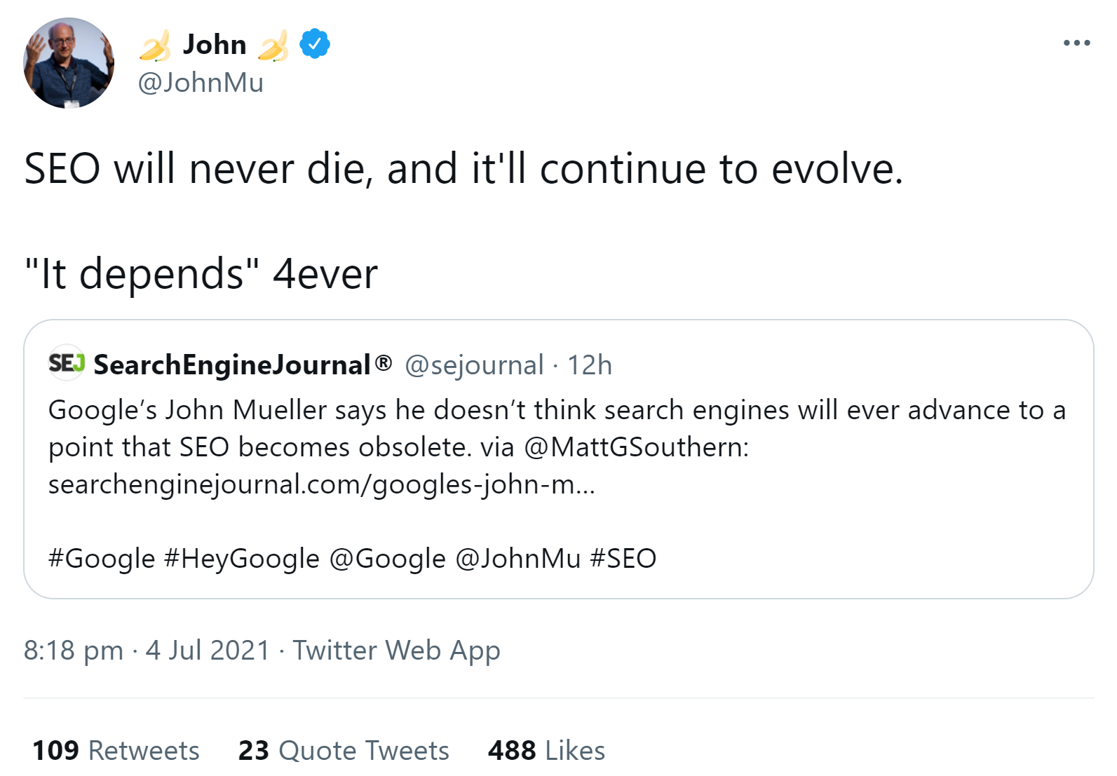John Müller von Google: 'SEO wird niemals sterben.'