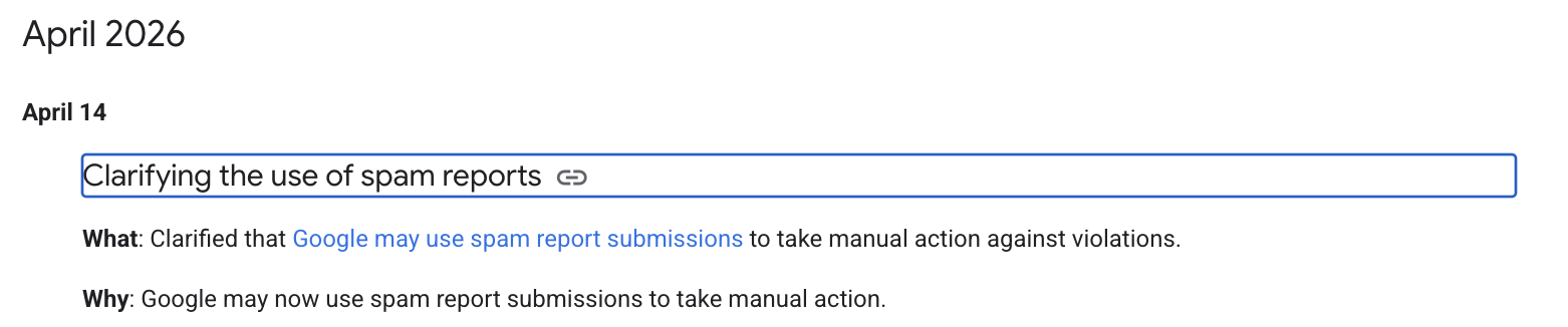 Google kann Spam-Reports jetzt für manuelle Maßnahmen nutzen