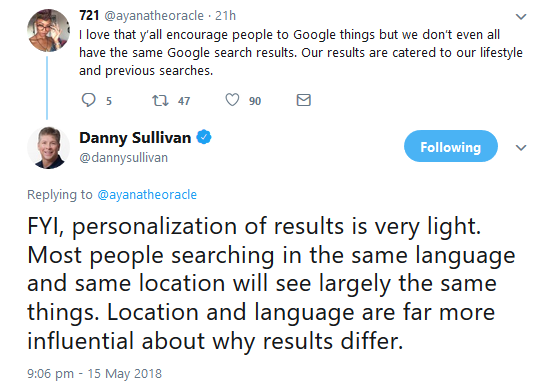 Google: kaum Personalisierung der Suchergebnisse