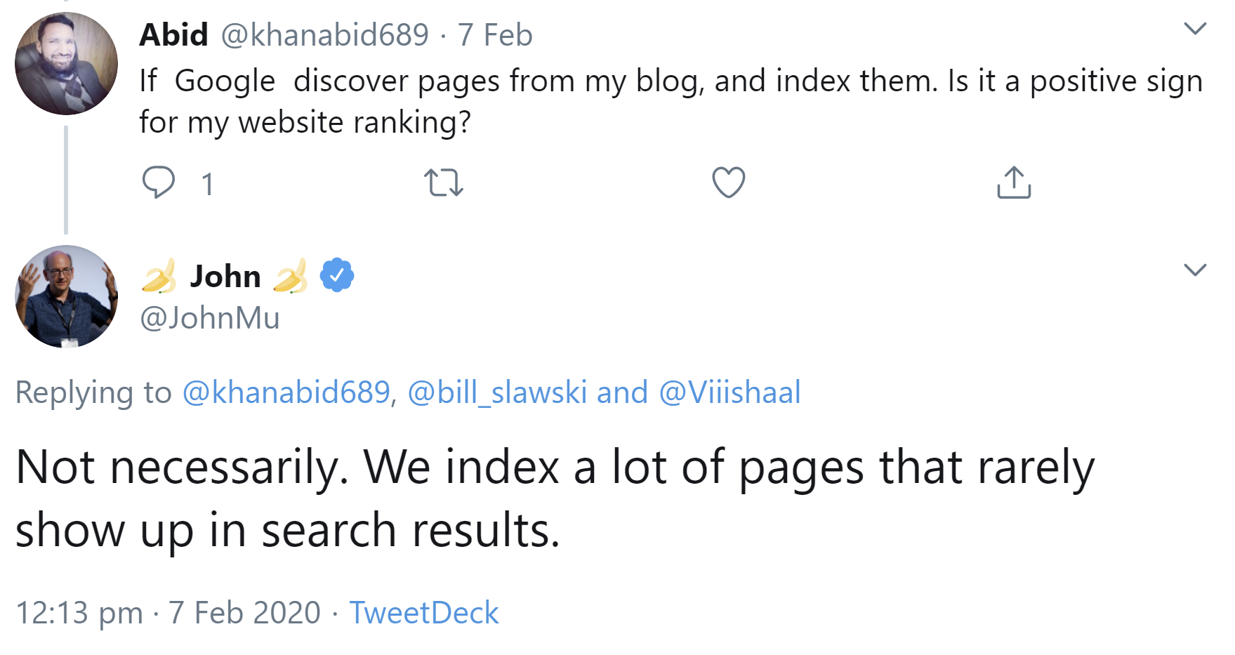 Google: kein zwingender Zusammenhang zwischen Indexierung und Rankings
