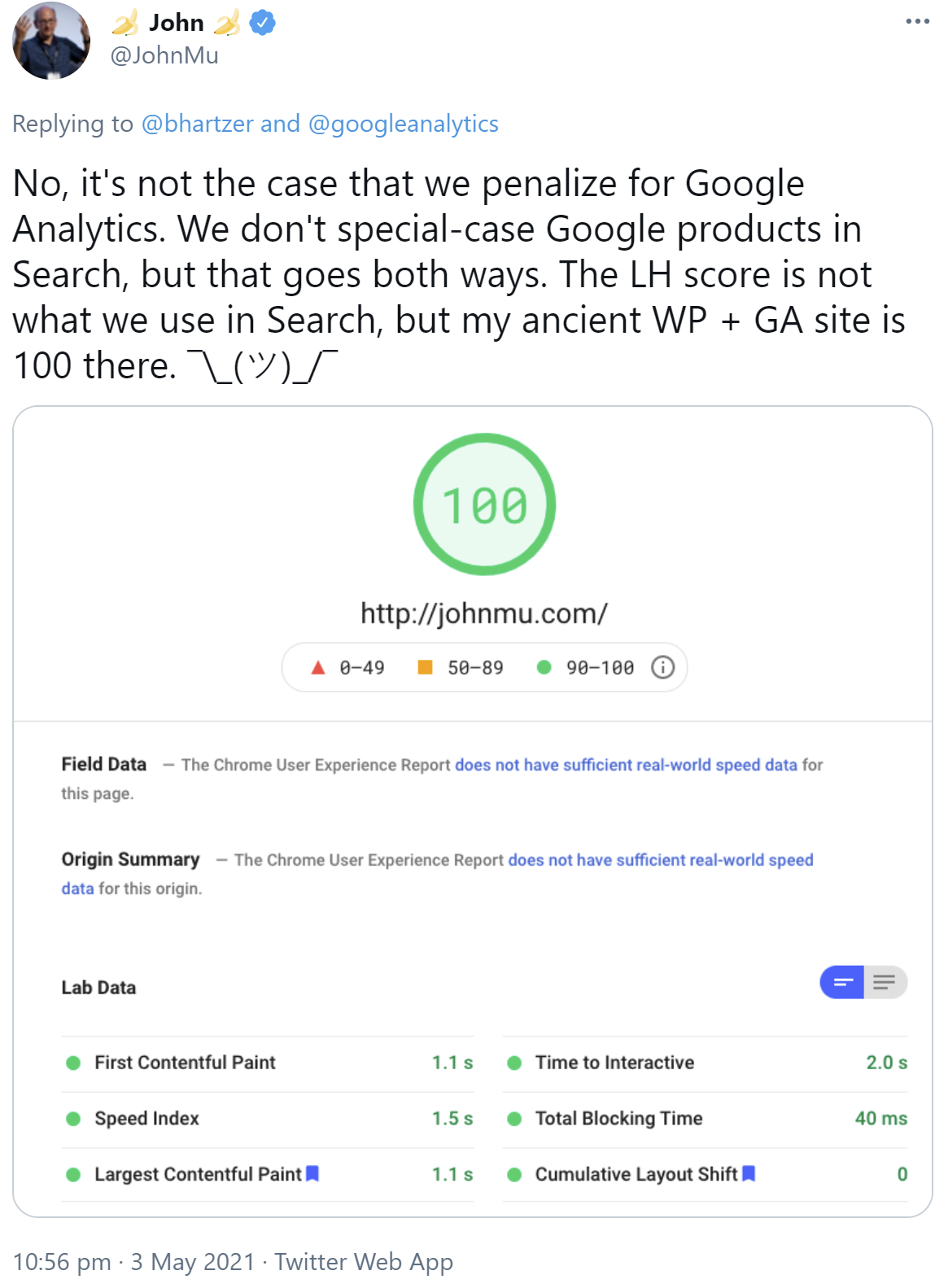 Google: keine Abstrafung wegen der Verwendung von Analytics