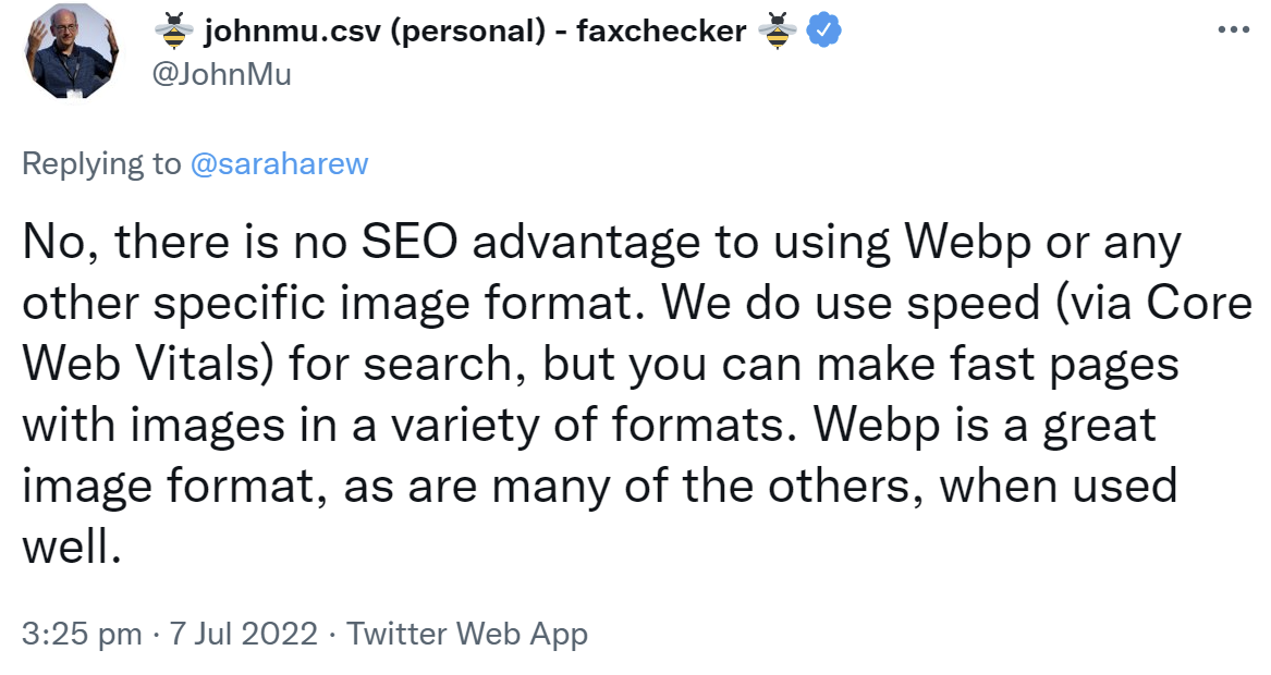 Google: keine SEO-Vorteile durch WebP oder andere Bildformate