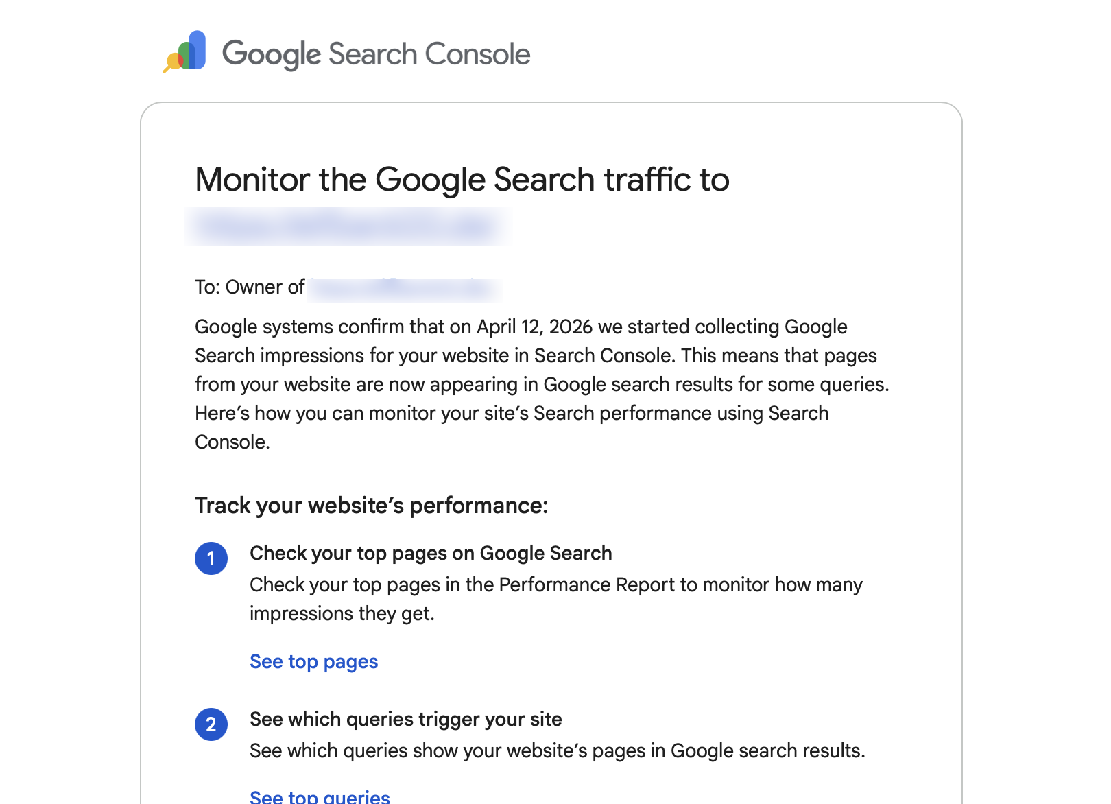 Irreführende Nachricht der Search Console: Beispiel