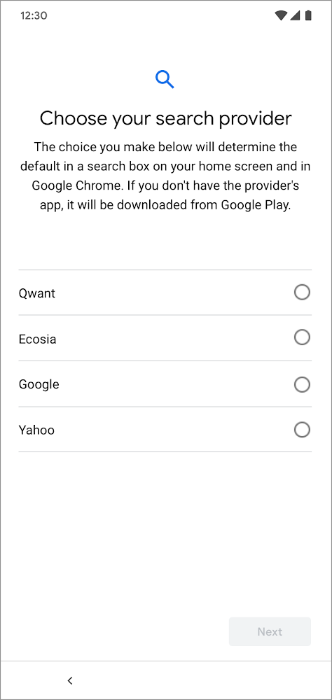 Google: neuer Auswahl-Screen für Standard-Suche auf Android-Geräten