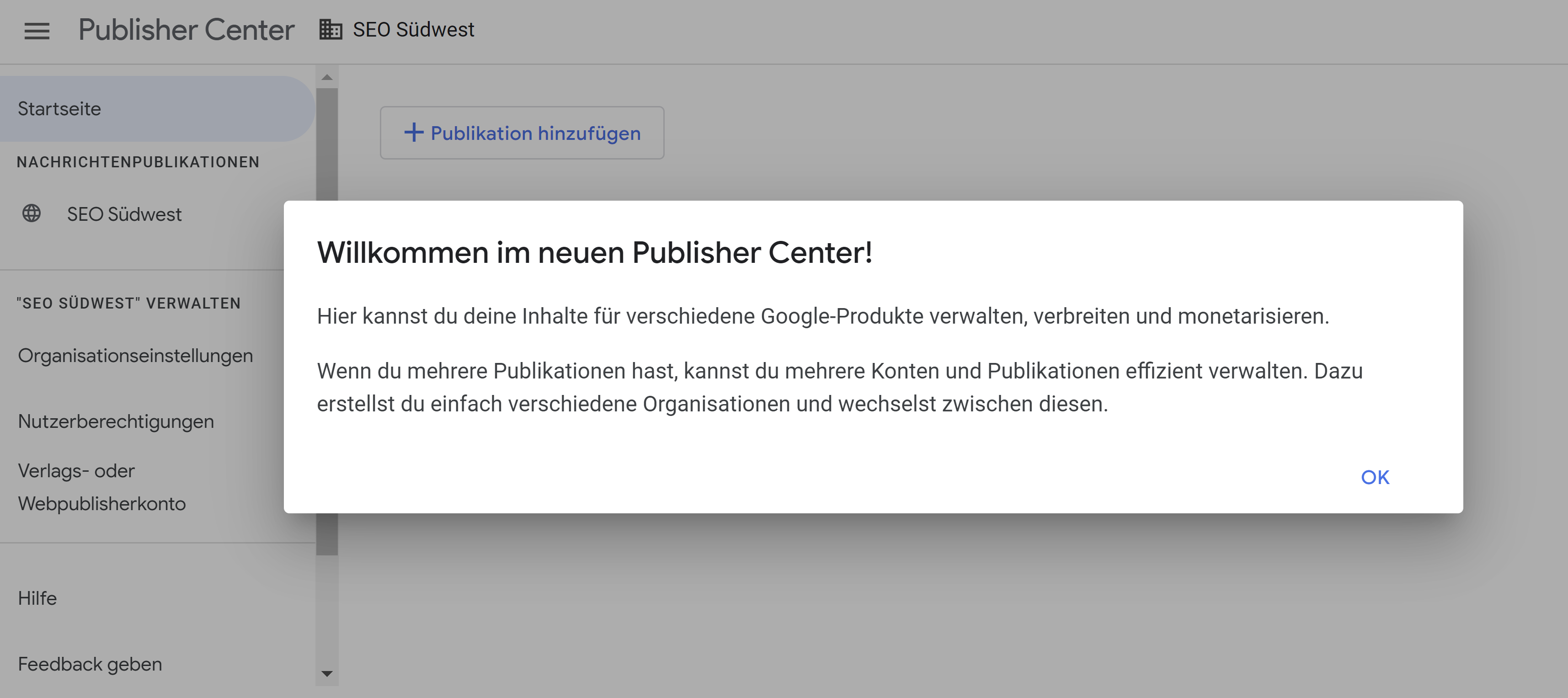 Google: neues Publisher Center