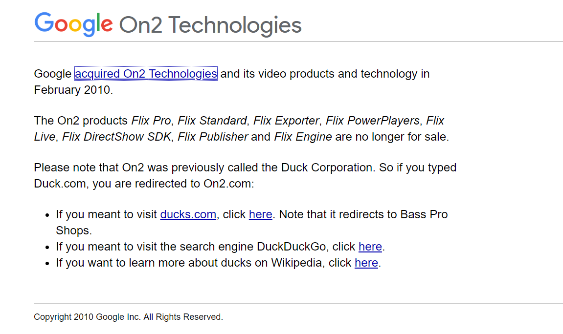 Google: Auf dieser Seite landet man, wenn man die Domain duck.com aufruft.