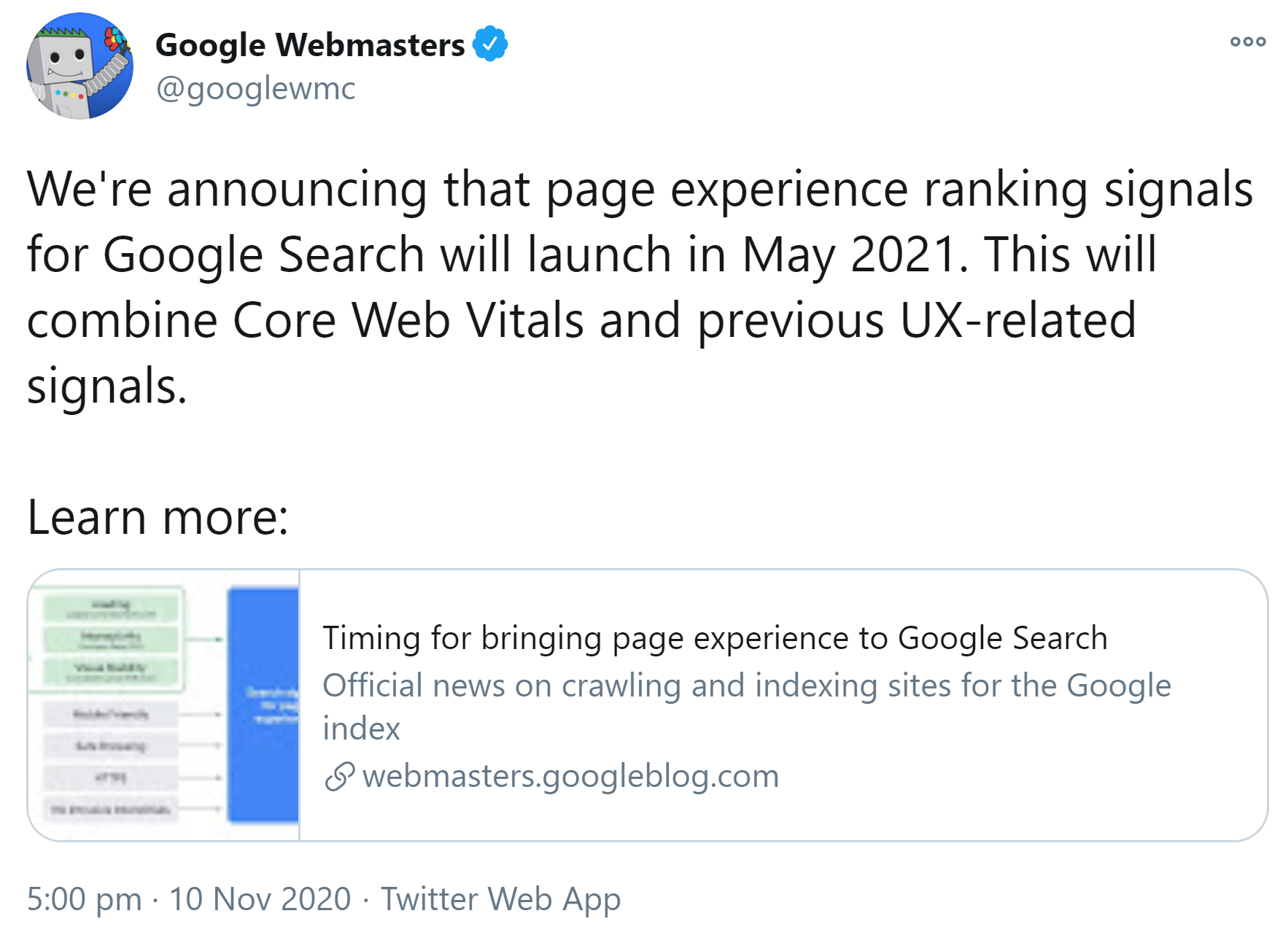 Google: Page Experience Update kommt im Mai 2021