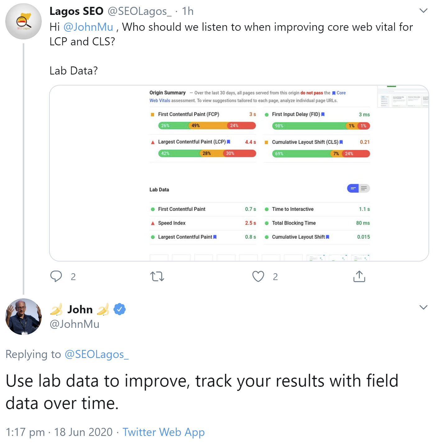 Google PageSpeed Insights: Labordaten für Verbesserungen, Felddaten zur Kontrolle verwenden
