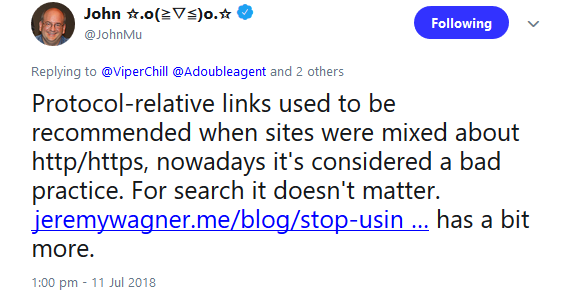 Google: Protokoll-relative URLs sind 'Bad Practice'